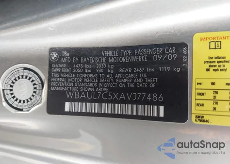 2010 BMW 128I из США, поврежденный, VIN WBAUL7C5XAVJ77486